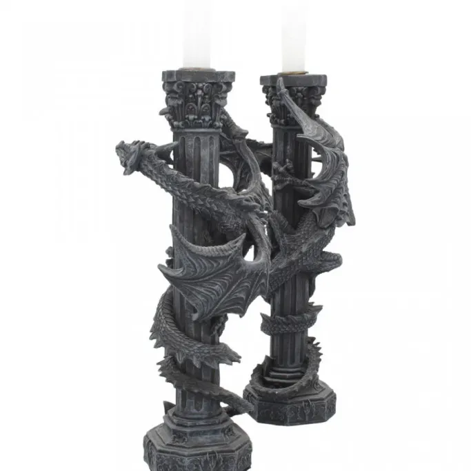 Nemesis Now Guardians of the Light Pair of Dragon Candlesticks