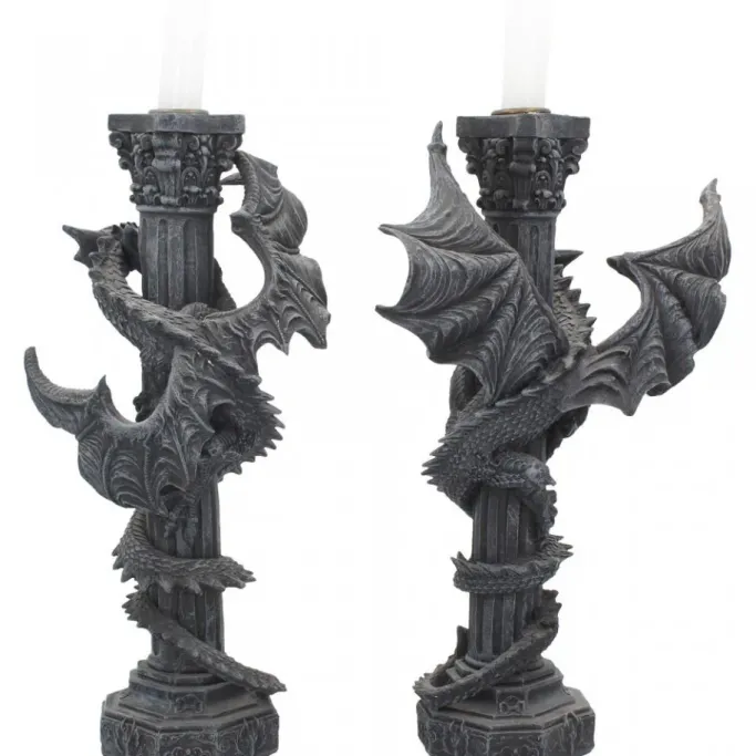 Nemesis Now Guardians of the Light Pair of Dragon Candlesticks