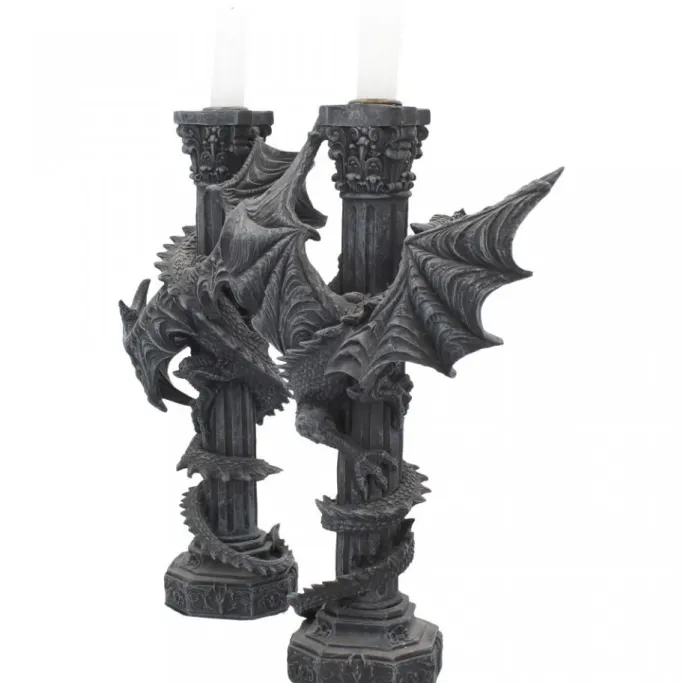 Nemesis Now Guardians of the Light Pair of Dragon Candlesticks