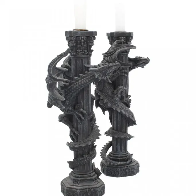 Nemesis Now Guardians of the Light Pair of Dragon Candlesticks