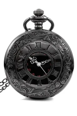 Pocketwatches Gunmetal Steampunk Pocket Watch with Necklace Chain