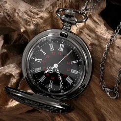 Pocketwatches Gunmetal Steampunk Pocket Watch with Necklace Chain