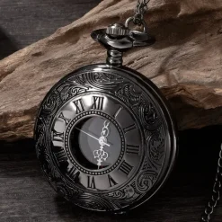 Pocketwatches Gunmetal Steampunk Pocket Watch with Necklace Chain