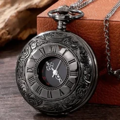 Pocketwatches Gunmetal Steampunk Pocket Watch with Necklace Chain