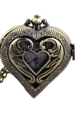 Pocketwatches Heart Shaped Pocketwatch Necklace Antique Bronze