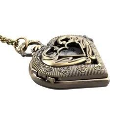 Pocketwatches Heart Shaped Pocketwatch Necklace Antique Bronze
