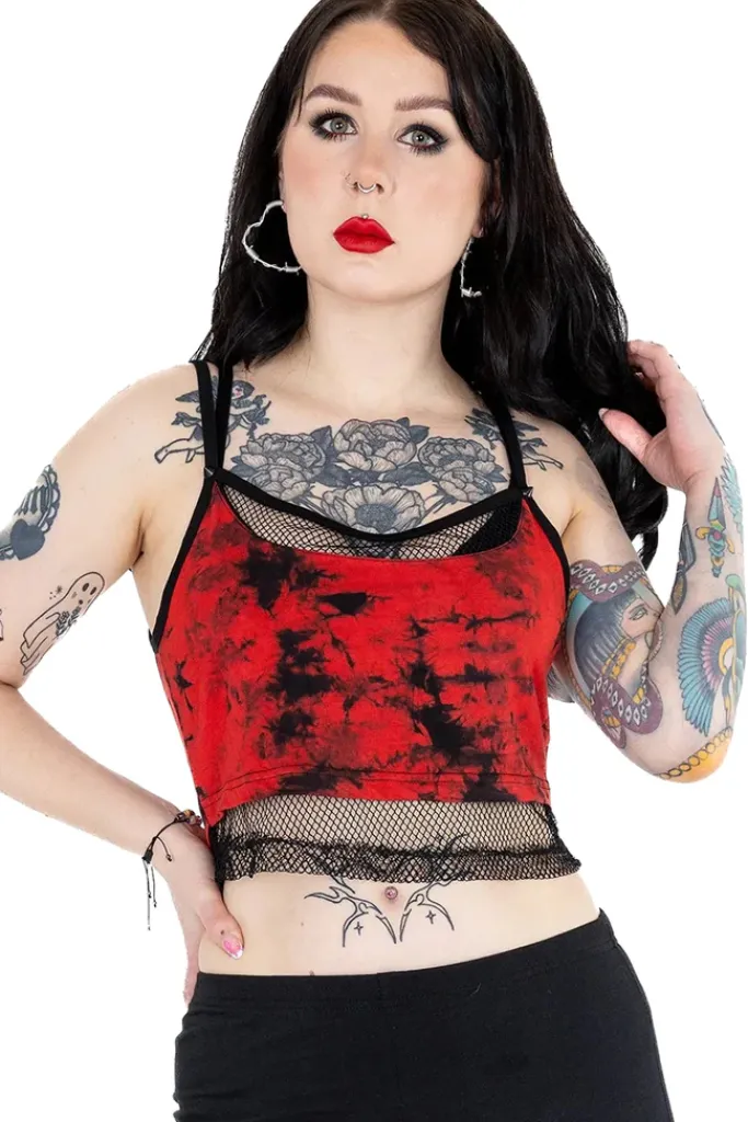 Innocent Clothing Heartless Danica Top Black Red Tie Dye