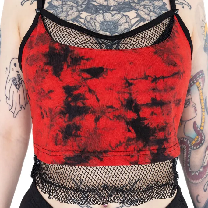 Innocent Clothing Heartless Danica Top Black Red Tie Dye