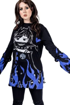 Innocent Clothing Heartless Killer Flame Purple Top