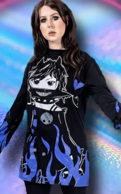 Innocent Clothing Heartless Killer Flame Purple Top