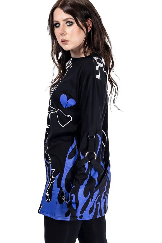 Innocent Clothing Heartless Killer Flame Purple Top