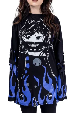 Innocent Clothing Heartless Killer Flame Purple Top