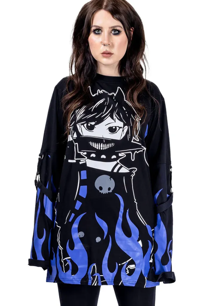 Innocent Clothing Heartless Killer Flame Purple Top