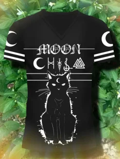 Innocent Clothing Heartless Moon Kitty Varsity Tshirt