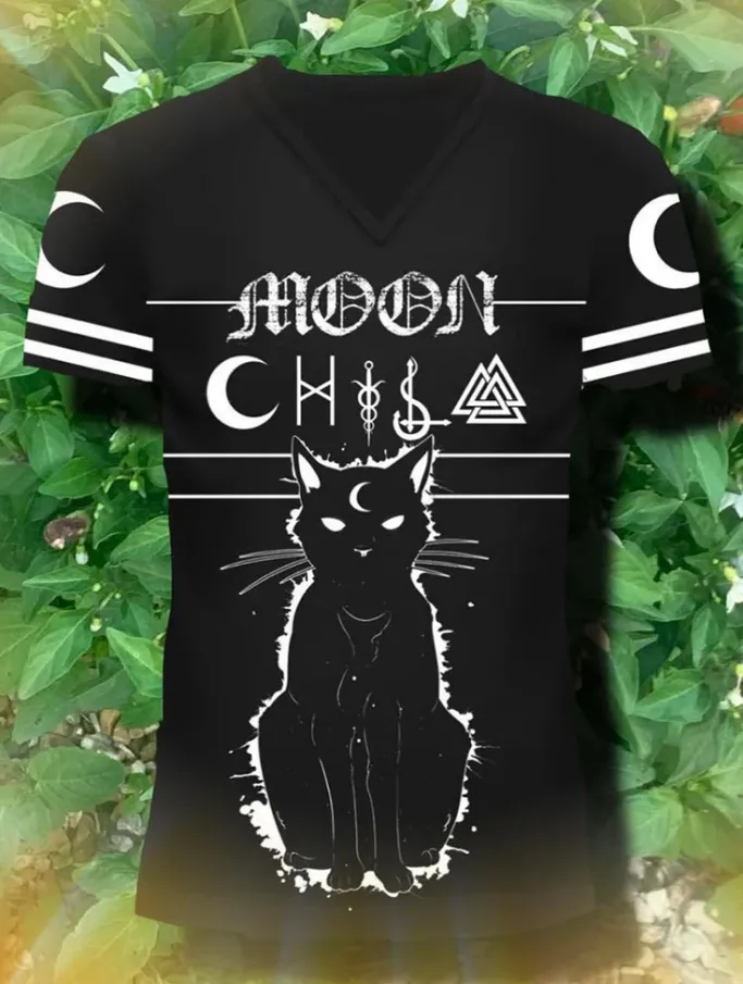 Innocent Clothing Heartless Moon Kitty Varsity Tshirt