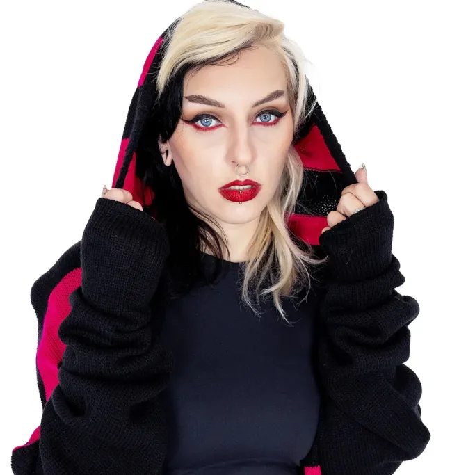 Innocent Clothing Heartless Willa Cardigan Black/Dark Pink