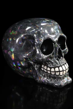Nemesis Now Holographic Silver Fishnet Skull