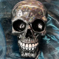 Nemesis Now Holographic Silver Fishnet Skull