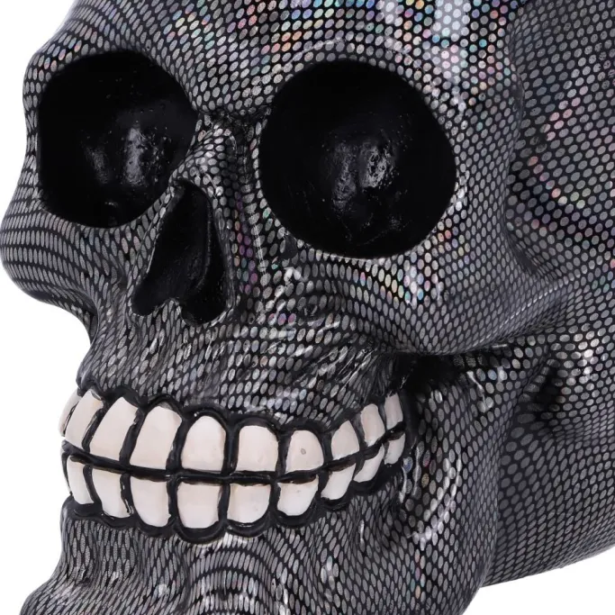 Nemesis Now Holographic Silver Fishnet Skull