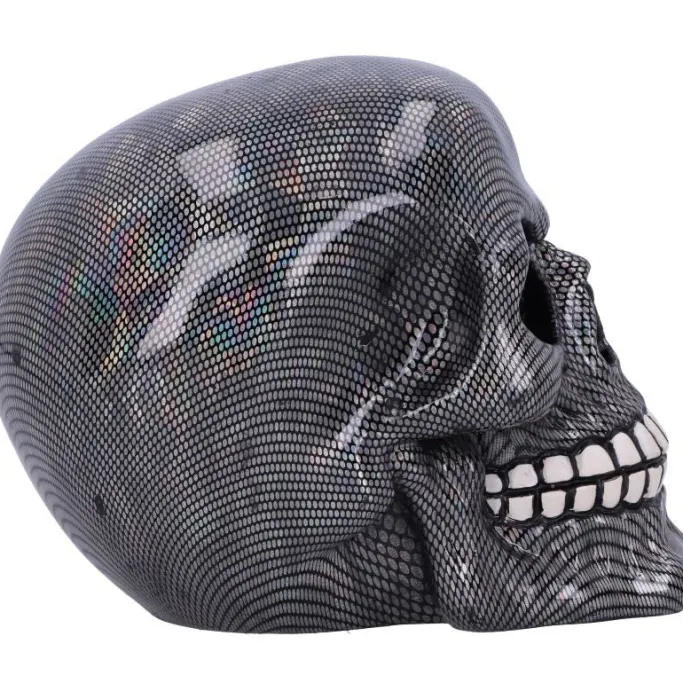 Nemesis Now Holographic Silver Fishnet Skull