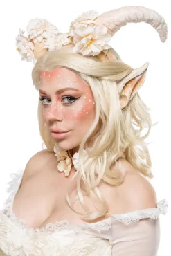 Mask Paradise Horns with ears and white flowers