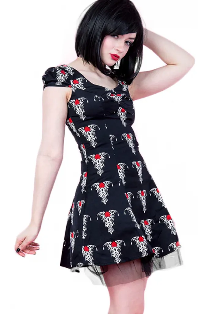 H&R London Black Tribal Tattoo Mini Dress UK10, UK14