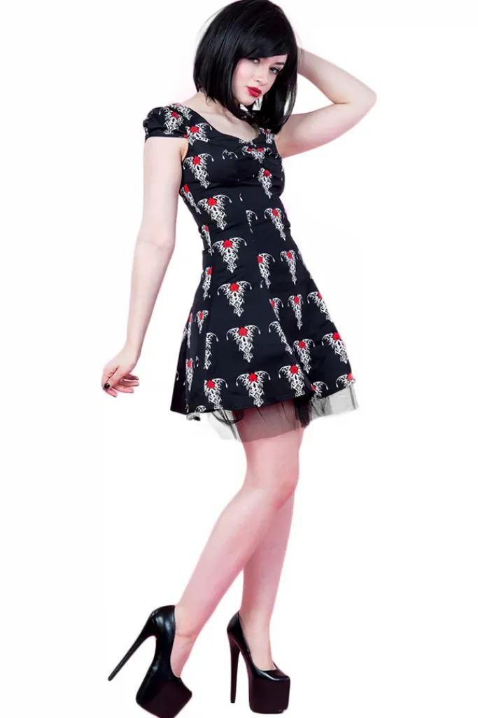 H&R London Black Tribal Tattoo Mini Dress UK10, UK14