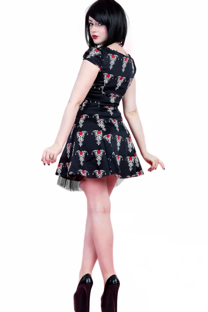 H&R London Black Tribal Tattoo Mini Dress UK10, UK14