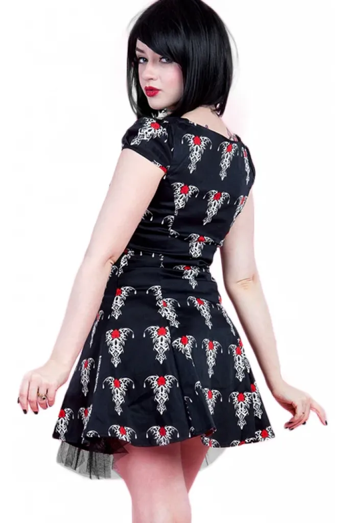 H&R London Black Tribal Tattoo Mini Dress UK10, UK14