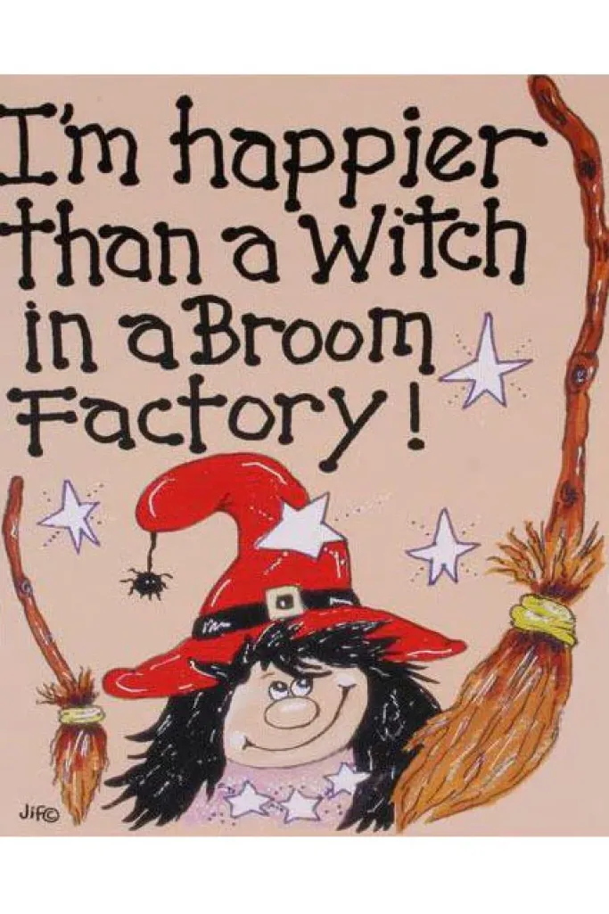 Something Different Im Happier Than A Witch in a Broom Factory Card
