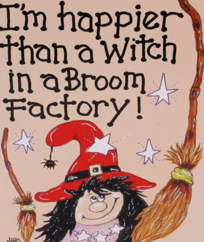 Something Different Im Happier Than A Witch in a Broom Factory Card