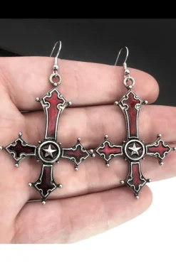 Gothic and Steampunk Jewellery Inverted Cross Earrings