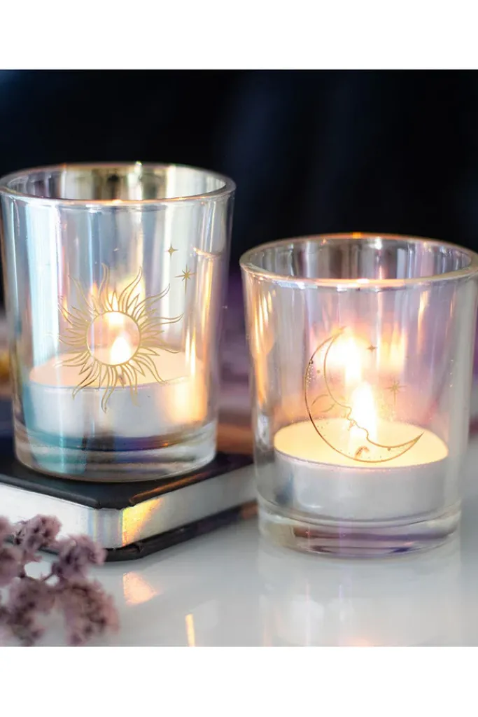 Something Different Iridescent Sun and Moon Votive Candle Holders