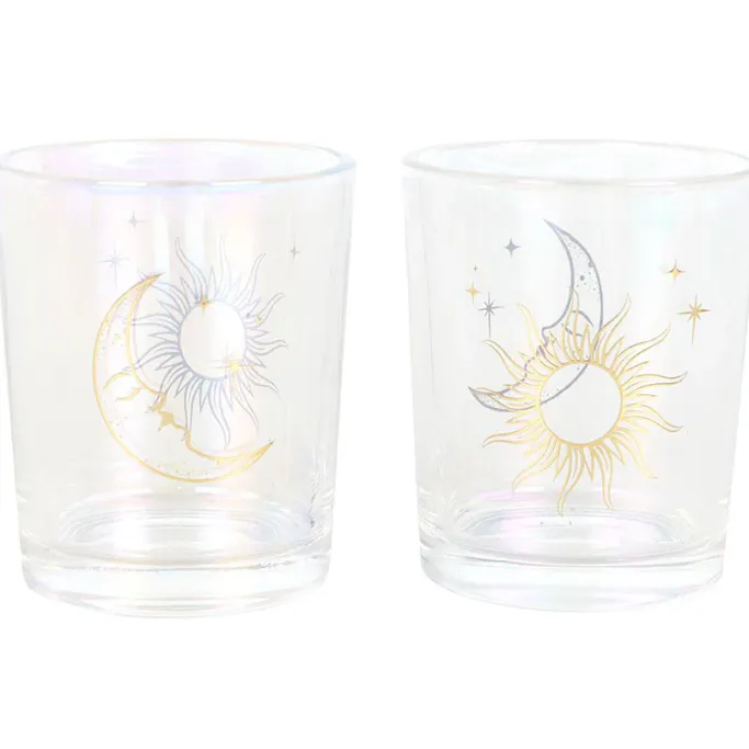 Something Different Iridescent Sun and Moon Votive Candle Holders