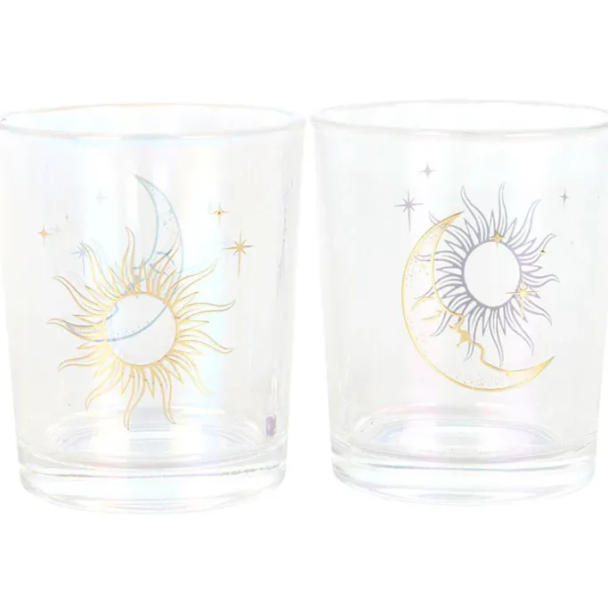 Something Different Iridescent Sun and Moon Votive Candle Holders