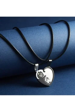 Gothic and Steampunk Jewellery Kitty Heart Love Token Necklace Set