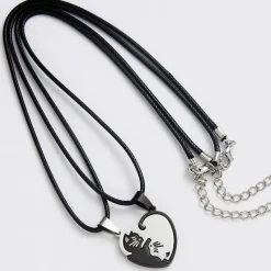Gothic and Steampunk Jewellery Kitty Heart Love Token Necklace Set