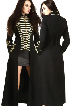 Pentagramme Ladies Long Officer Style Gothic Coat