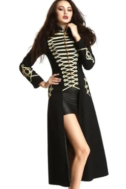 Pentagramme Ladies Long Officer Style Gothic Coat