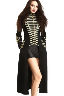 Pentagramme Ladies Long Officer Style Gothic Coat