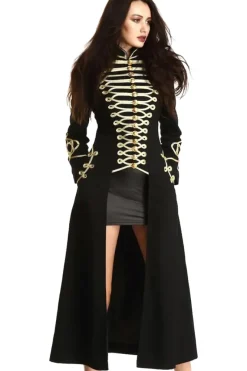 Pentagramme Ladies Long Officer Style Gothic Coat