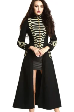Pentagramme Ladies Long Officer Style Gothic Coat