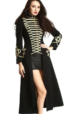 Pentagramme Ladies Long Officer Style Gothic Coat