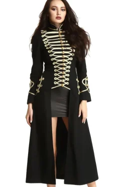 Pentagramme Ladies Long Officer Style Gothic Coat