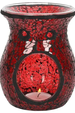 Something Different Large Red Crackle Glass Oil Burner