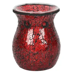 Something Different Large Red Crackle Glass Oil Burner
