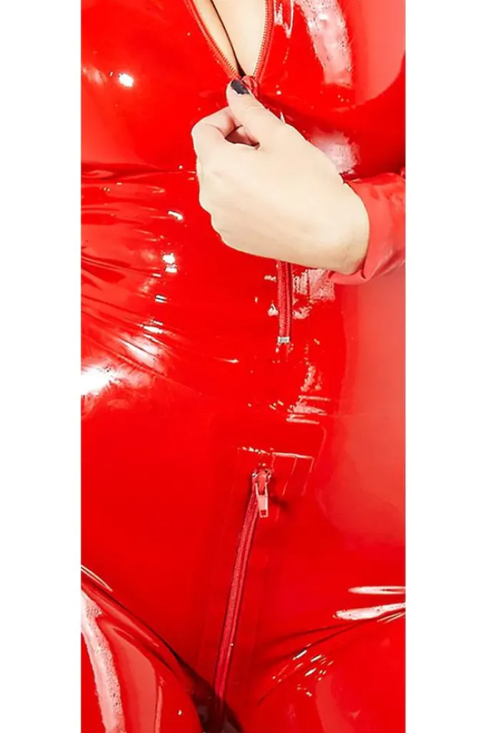 LATE-X Latex Catsuit Red
