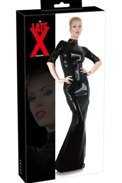 LATE-X Long Black Latex Dress