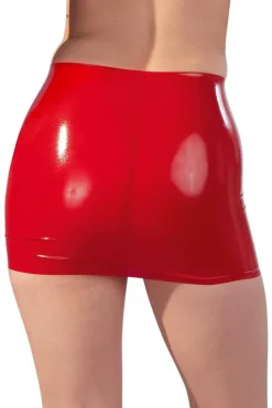 LATE-X Red Latex Mini Skirt