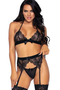 Leg Avenue Black Bra Top Lingerie Set